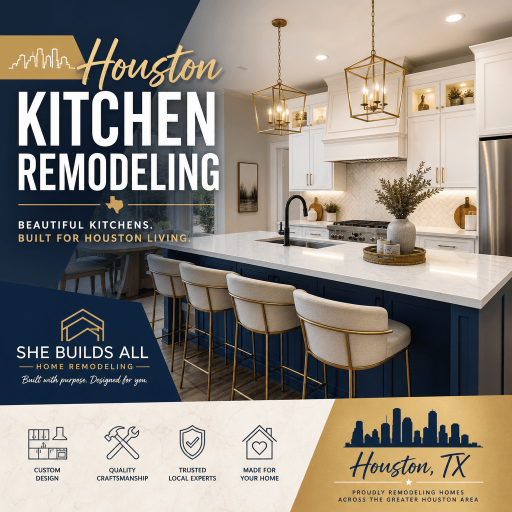 Modern Houston kitchen remodel with custom cabinetry, island, and quality craftsmanship