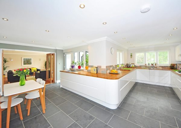 Brown and White Wooden Kitchen Island